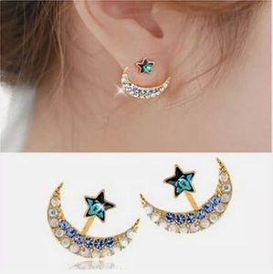 Beautiful Yellow Gold Moon & Star Earrings